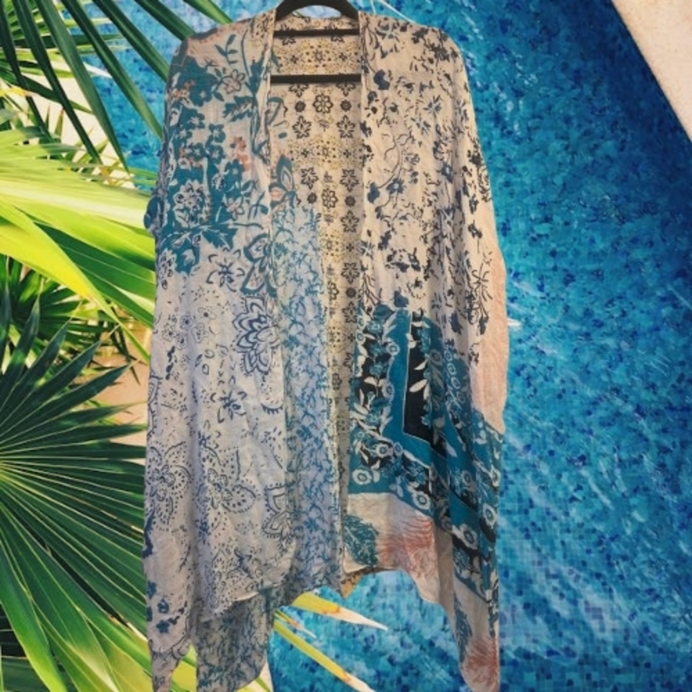 Blue and White Floral Kimono